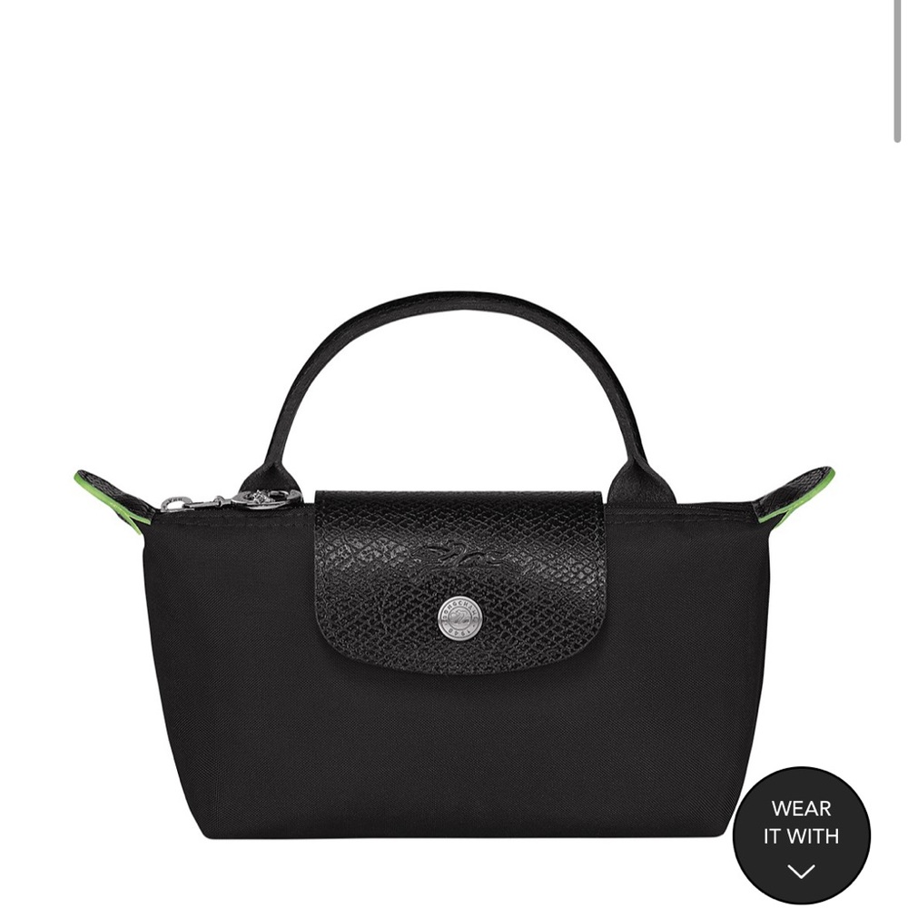 Longchamp Black Cosmetic Bag with Silver Accents